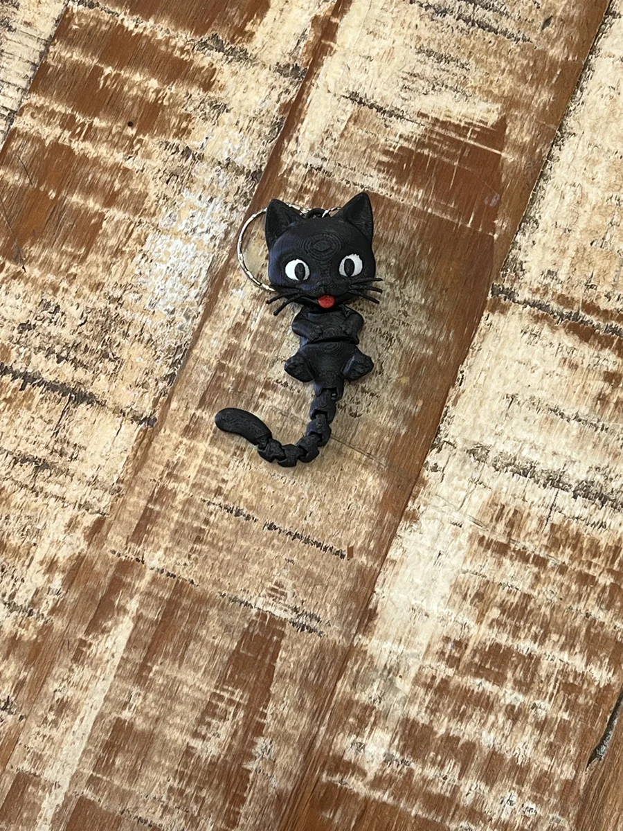 Chaveiro gato preto produzido em impressão 3D