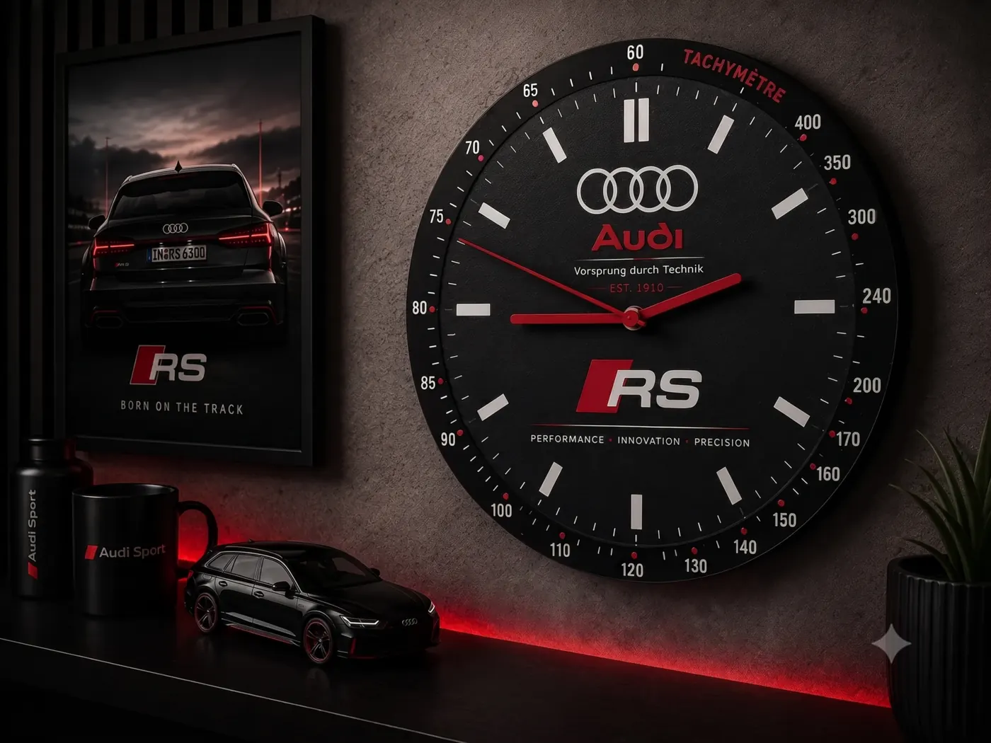 Relógio de parede tema Audi RS personalizado