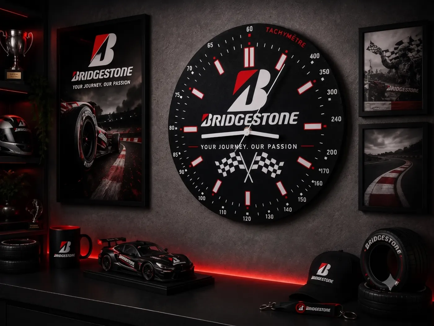 Relógio de parede tema Bridgestone personalizado