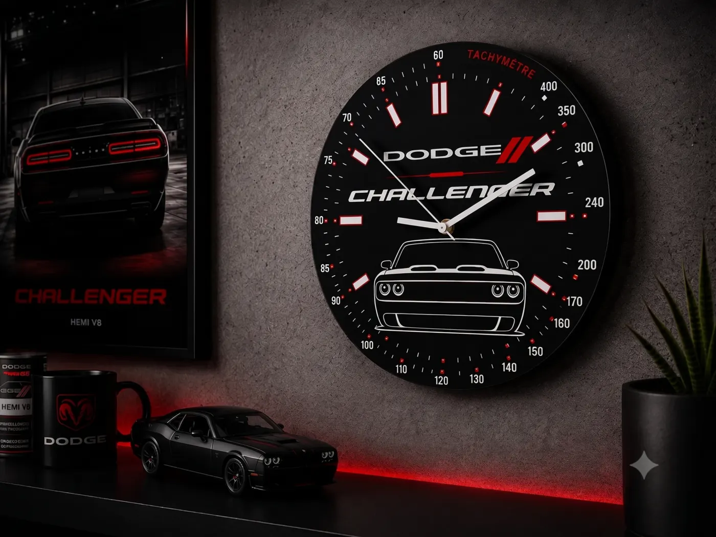Relógio de parede tema Dodge Challenger personalizado