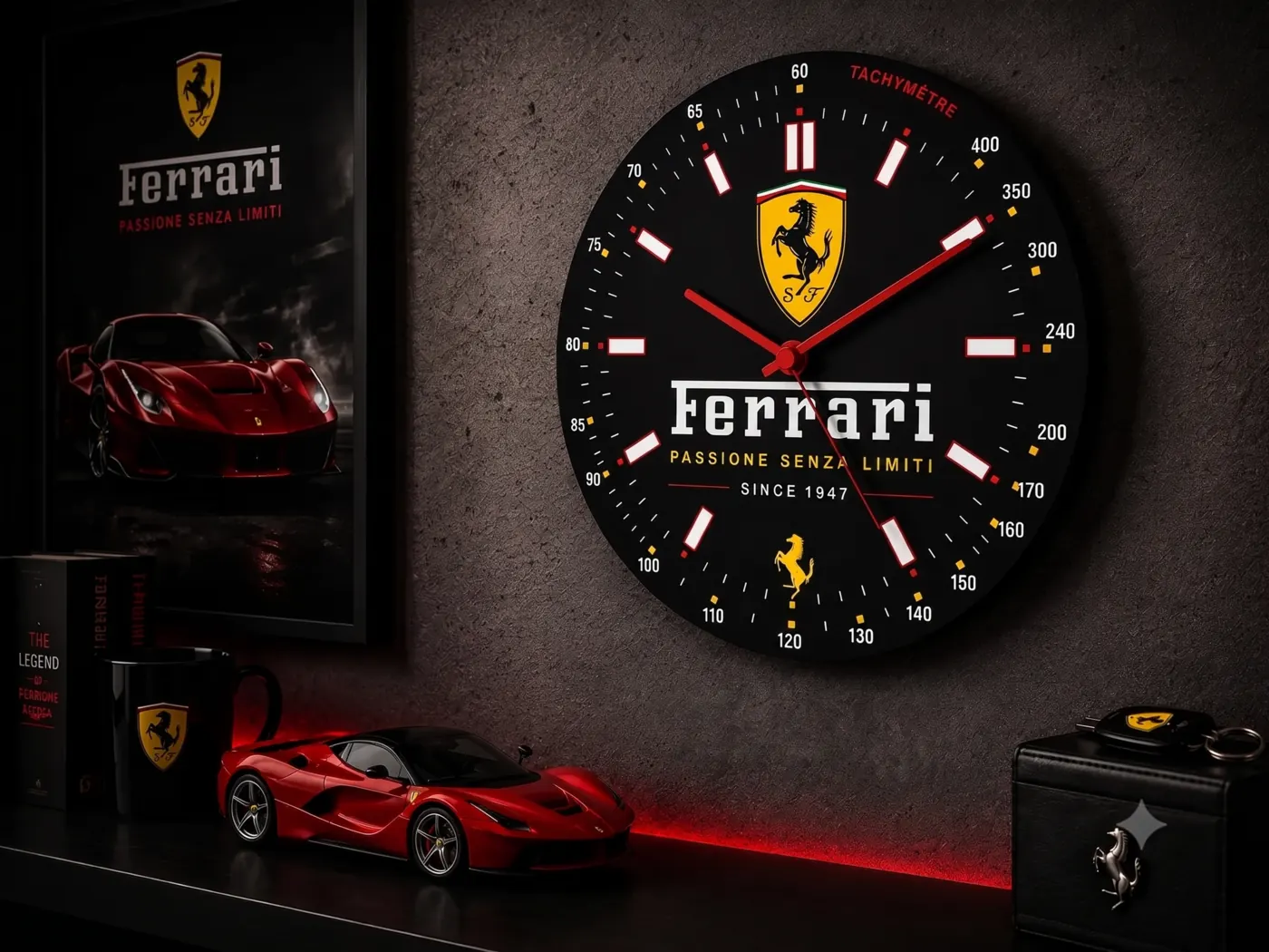 Relógio de parede tema Ferrari personalizado