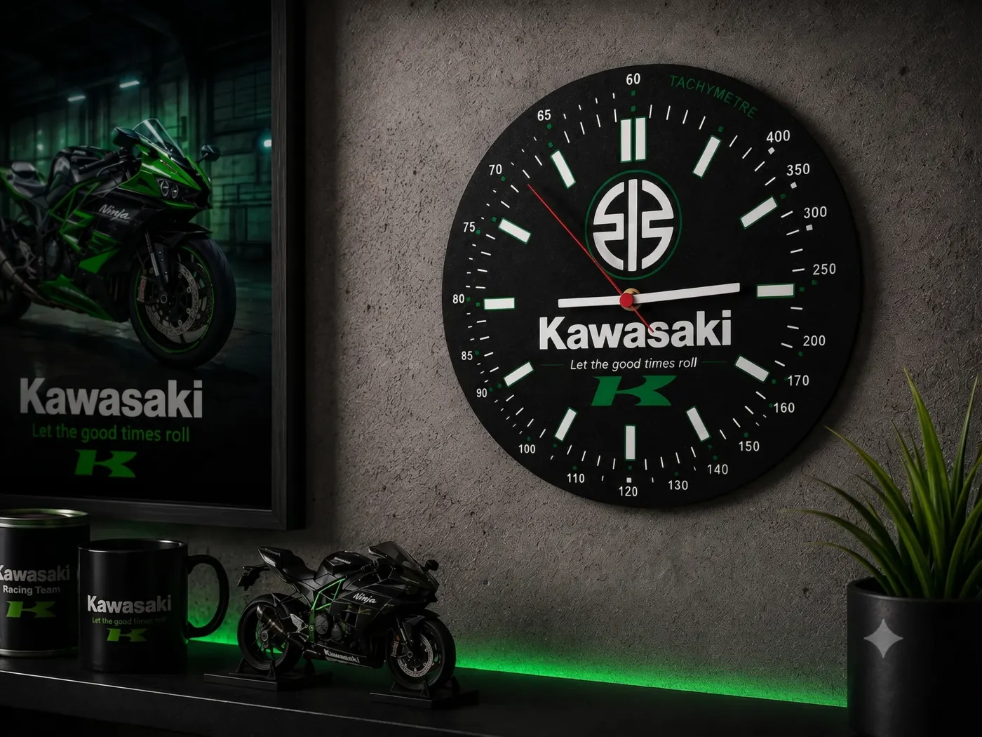 Relógio de parede tema Kawasaki personalizado