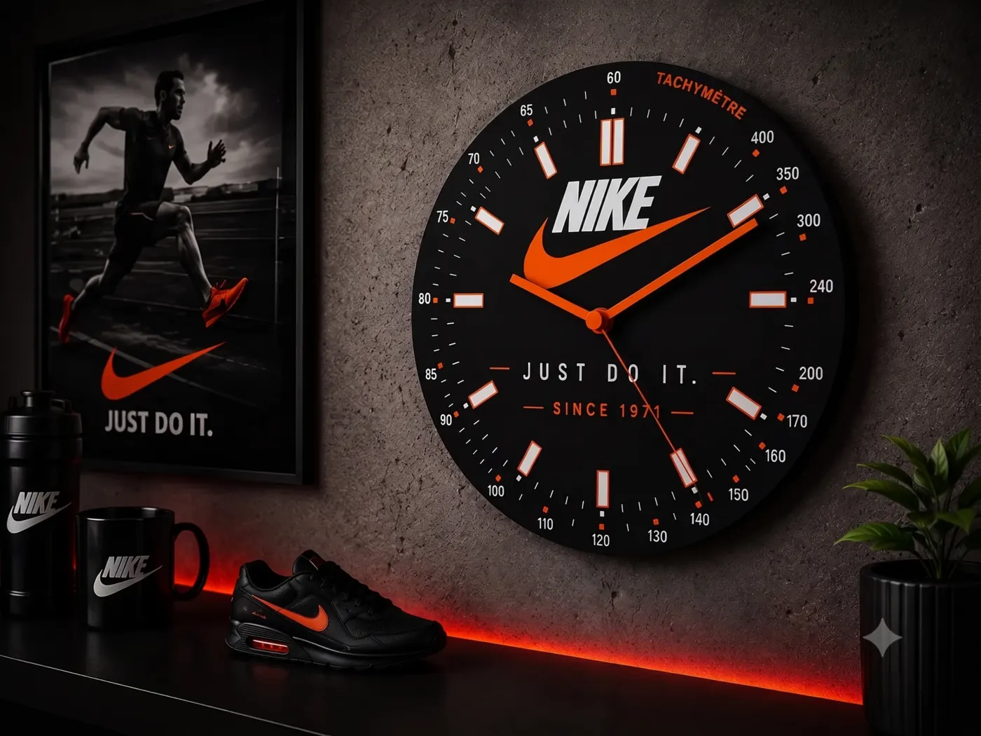 Relógio de parede tema Nike personalizado