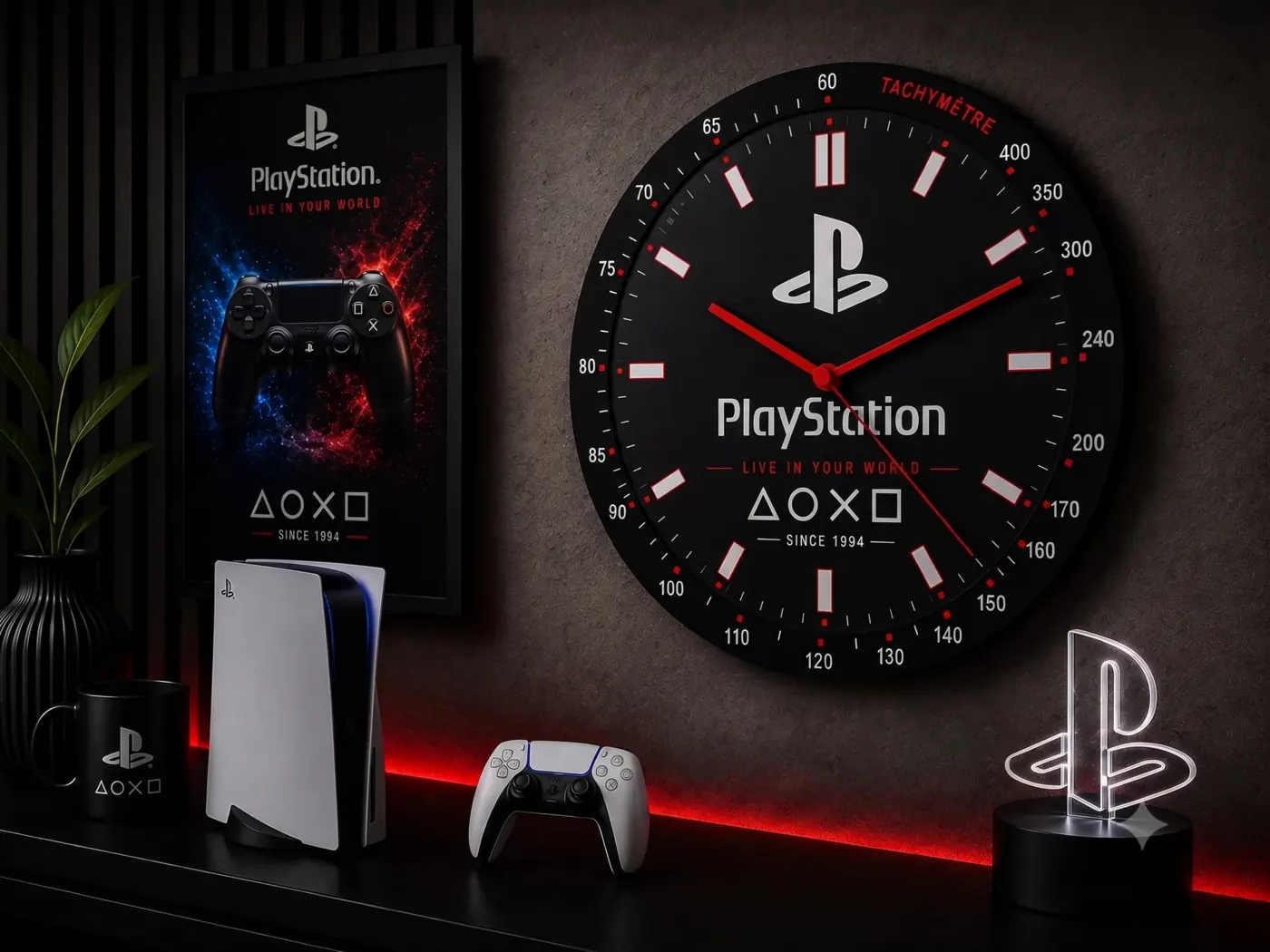 Relógio de parede tema PlayStation personalizado