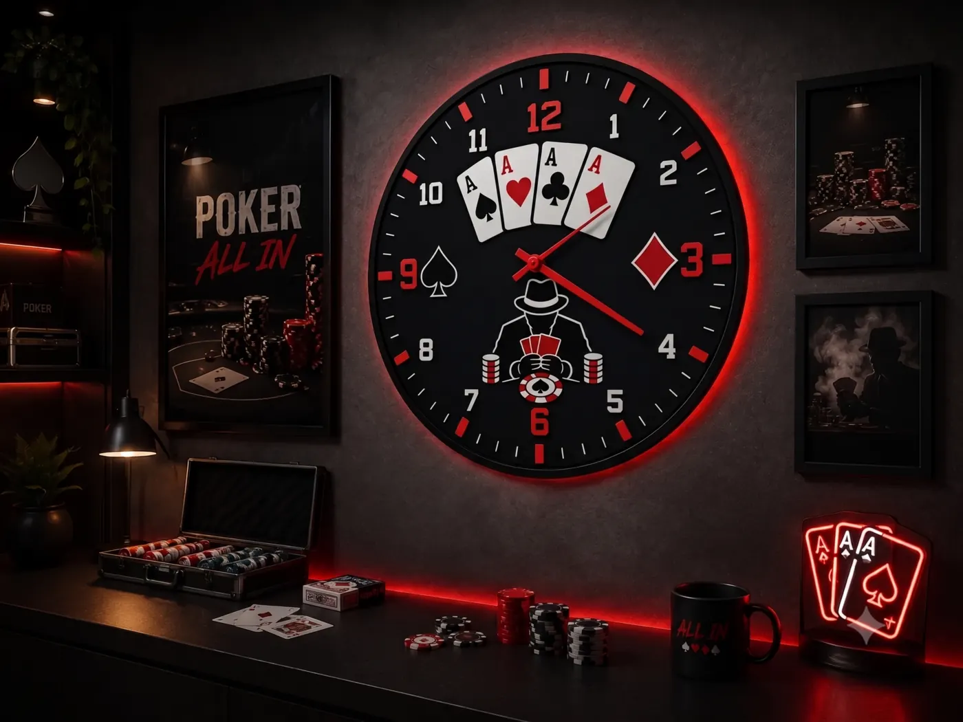 Relógio de parede tema Poker personalizado